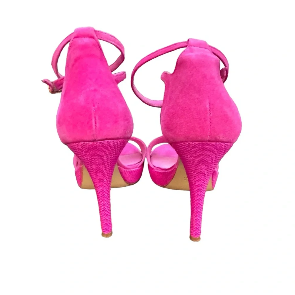 Charles David Made in Italy Pink Suede Leather Platform Stiletto Heel Sandal